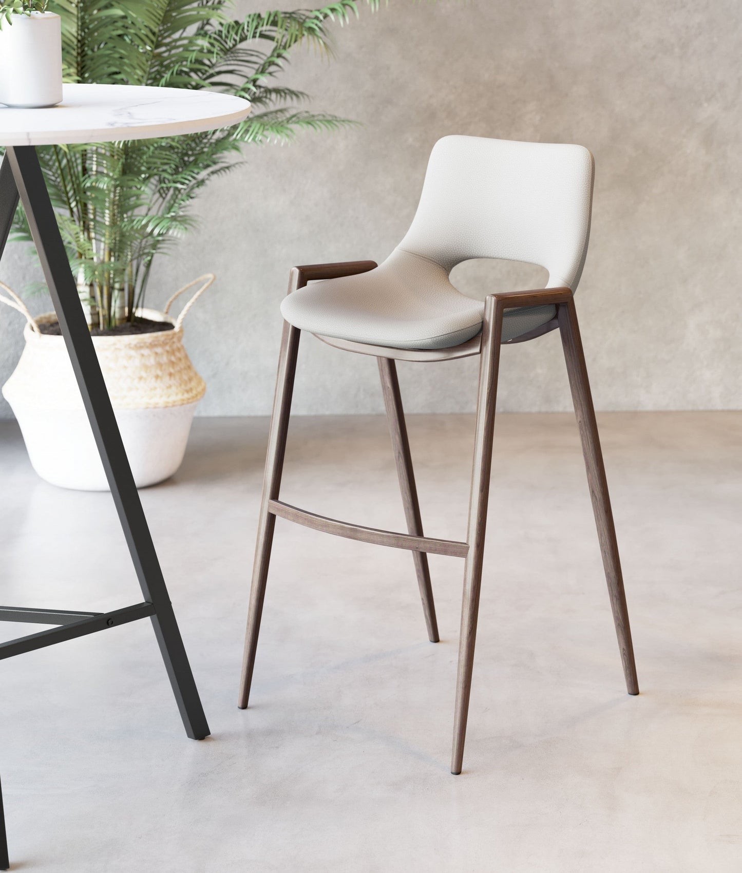 HomeRoots 29" Beige And Brown Steel Low Back Bar Height Chairs in Set of Two