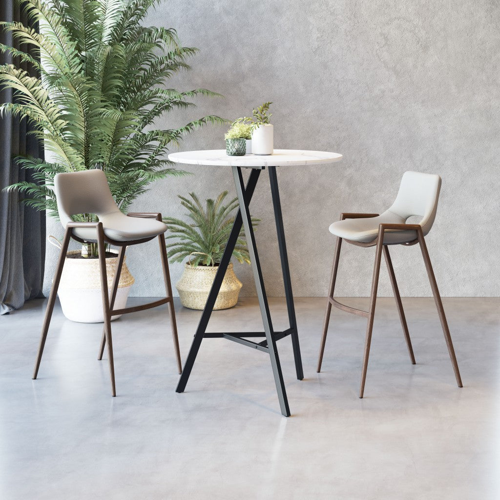 HomeRoots 29" Beige And Brown Steel Low Back Bar Height Chairs in Set of Two