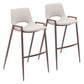 HomeRoots 29" Beige And Brown Steel Low Back Bar Height Chairs in Set of Two