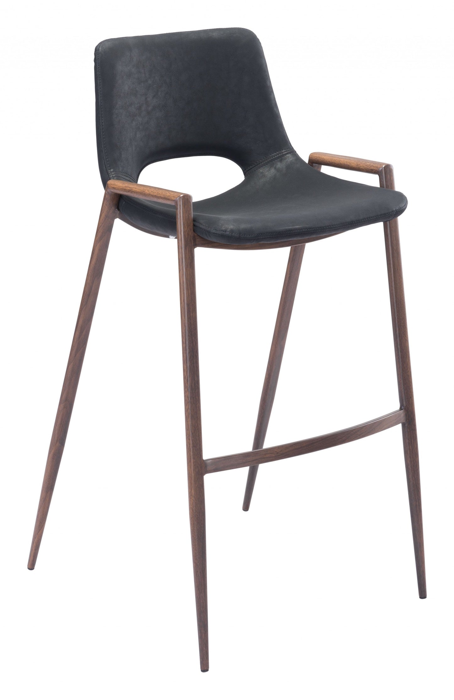 HomeRoots 29" Black And Brown Steel Low Back Bar Height Chairs in Set of Two