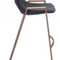 HomeRoots 29" Black And Brown Steel Low Back Bar Height Chairs in Set of Two