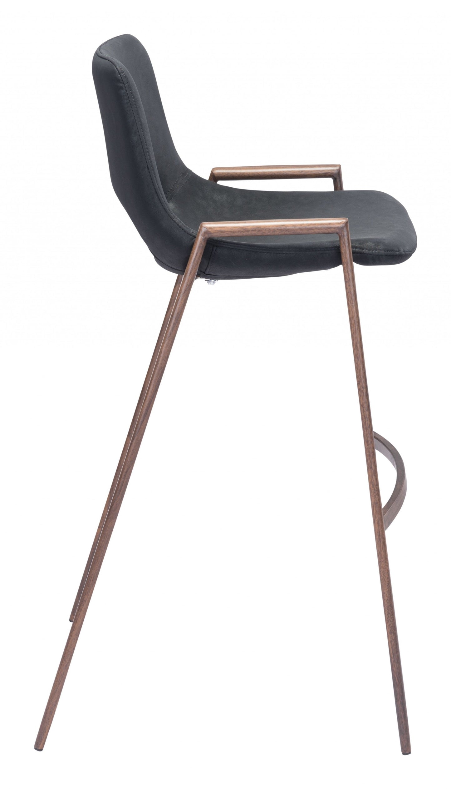 HomeRoots 29" Black And Brown Steel Low Back Bar Height Chairs in Set of Two
