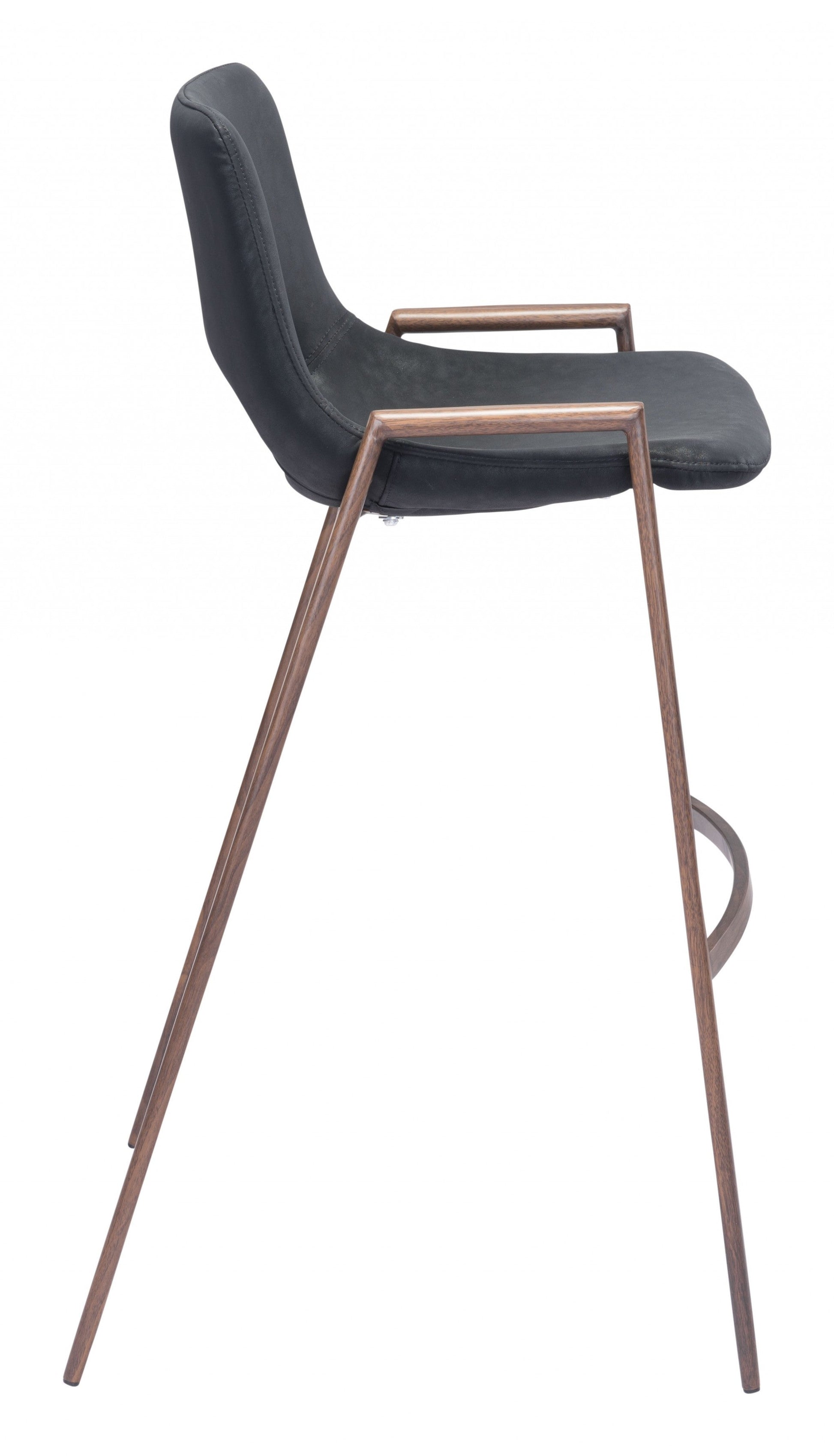 HomeRoots 29" Black And Brown Steel Low Back Bar Height Chairs in Set of Two
