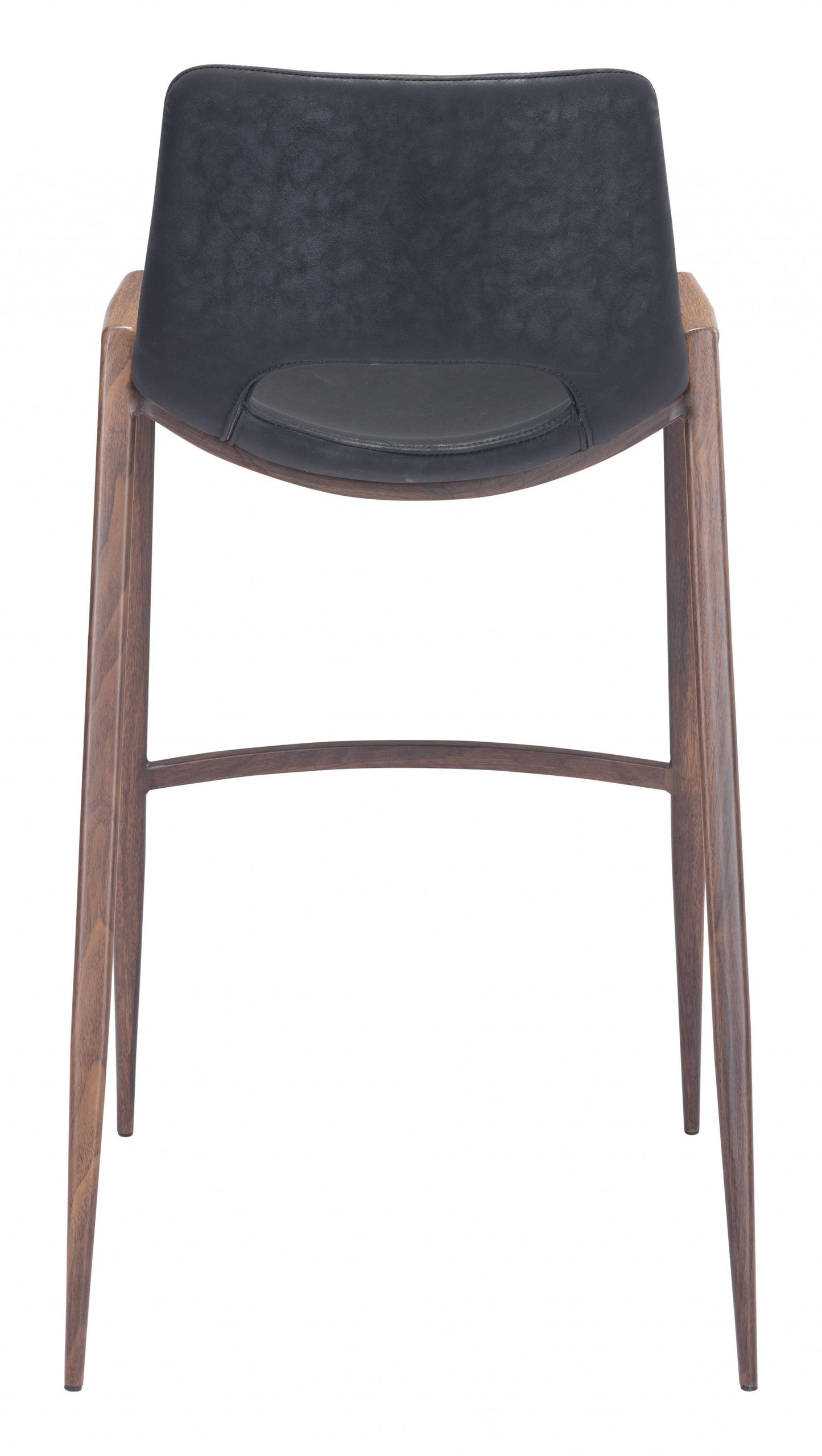 HomeRoots 29" Black And Brown Steel Low Back Bar Height Chairs in Set of Two