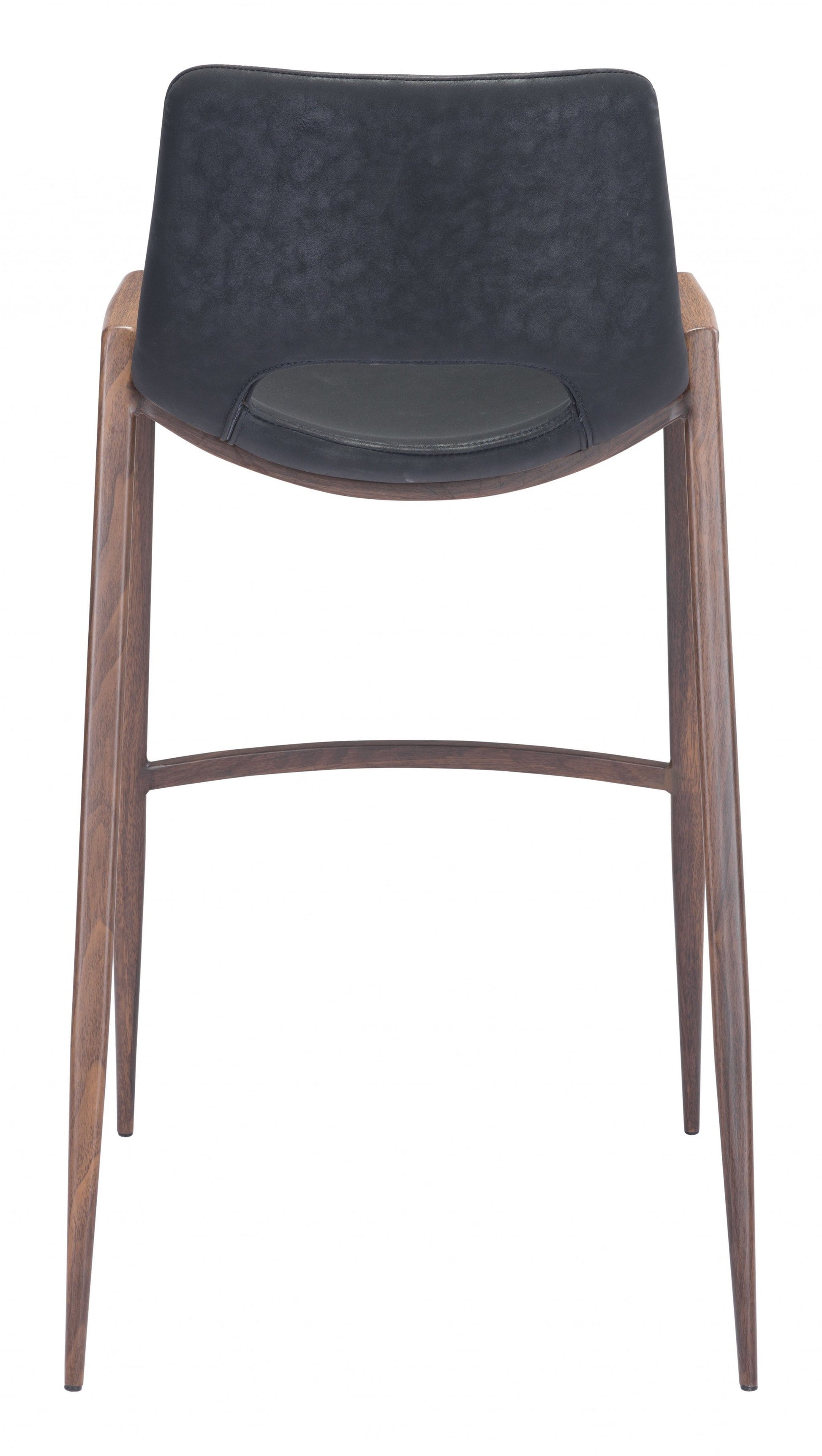 HomeRoots 29" Black And Brown Steel Low Back Bar Height Chairs in Set of Two