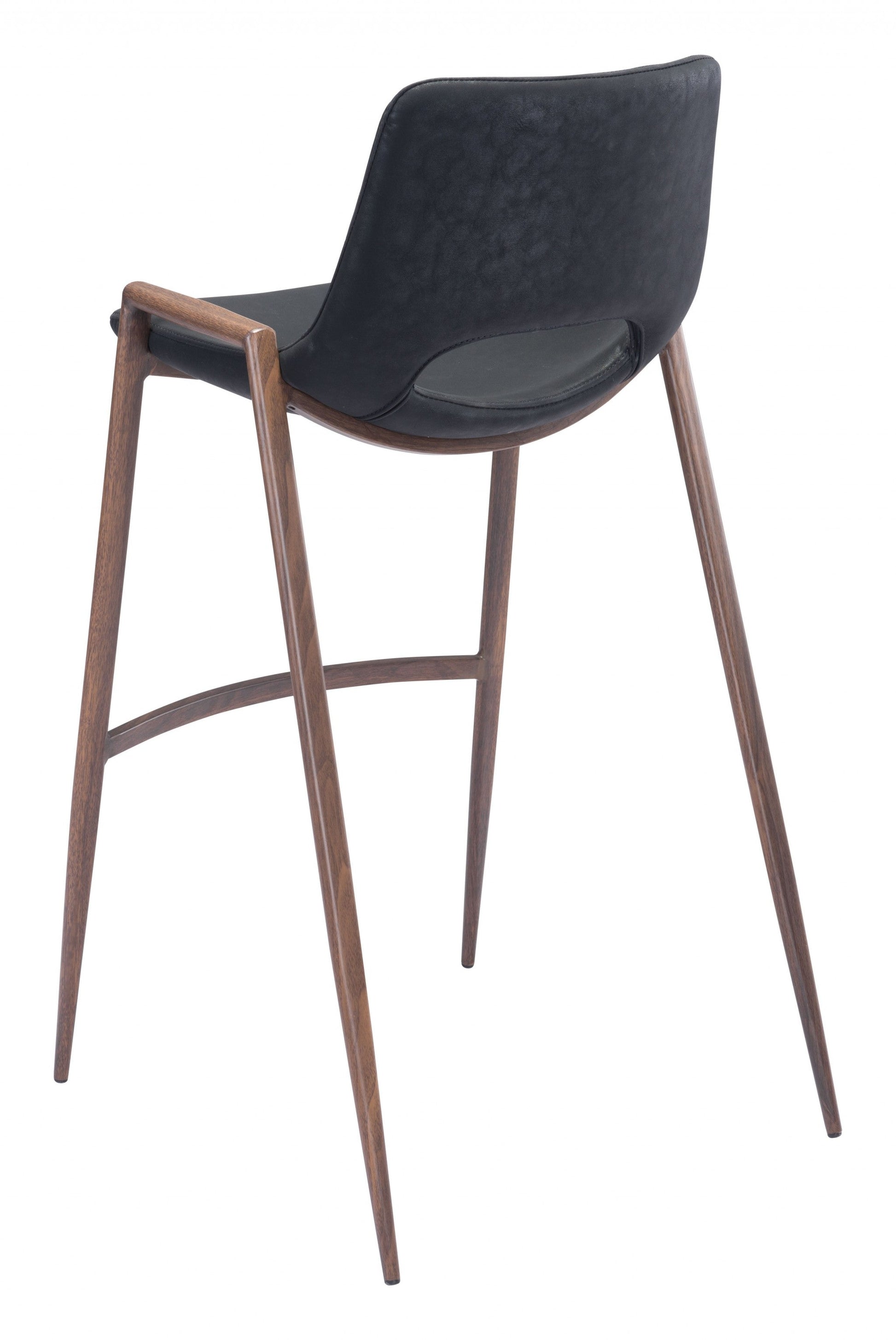 HomeRoots 29" Black And Brown Steel Low Back Bar Height Chairs in Set of Two