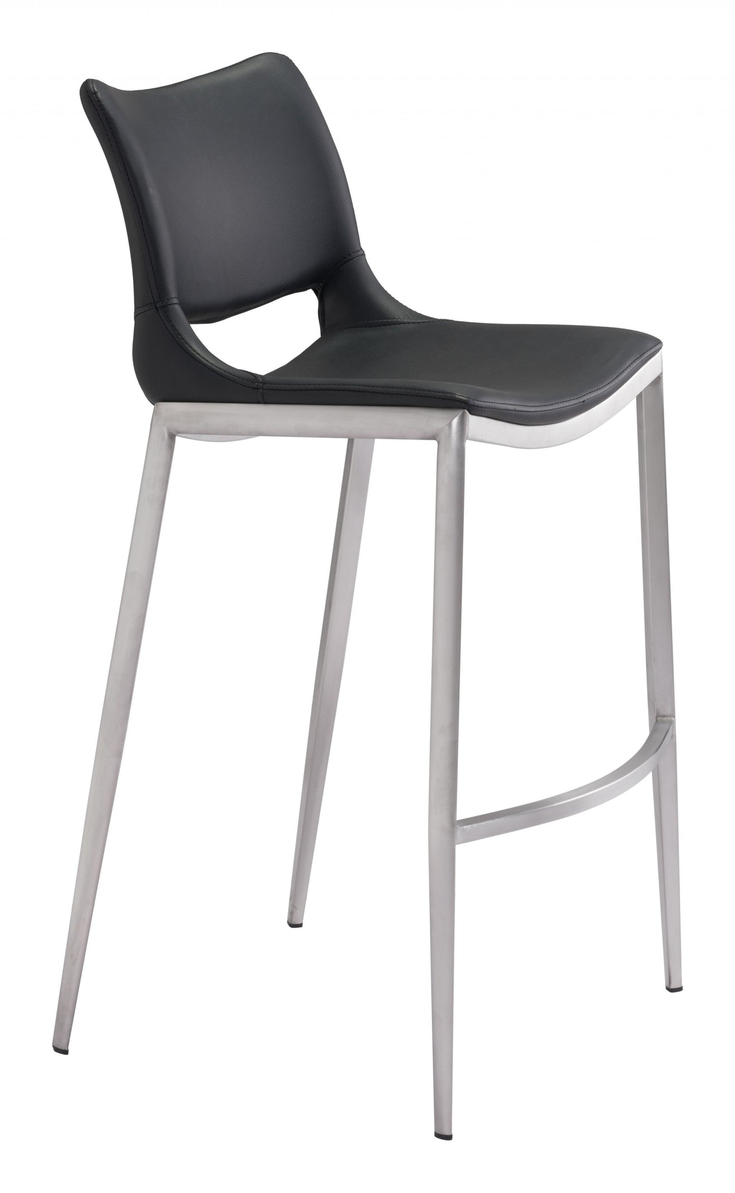 HomeRoots 29" Black And Silver Steel Low Back Bar Height Chairs in Set of Two