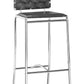 HomeRoots 29" Black And Silver Steel Low Back Bar Height Chairs in Set of Two