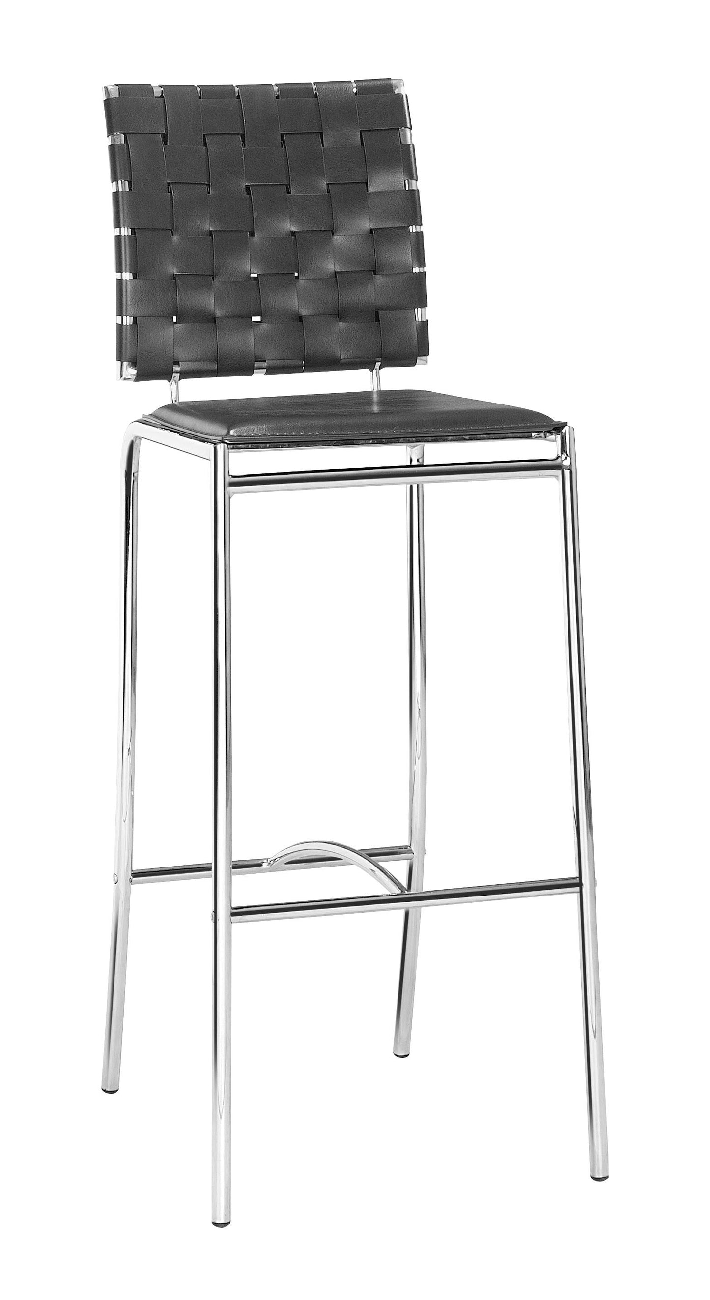 HomeRoots 29" Black And Silver Steel Low Back Bar Height Chairs in Set of Two