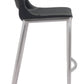 HomeRoots 29" Black And Silver Steel Low Back Bar Height Chairs in Set of Two