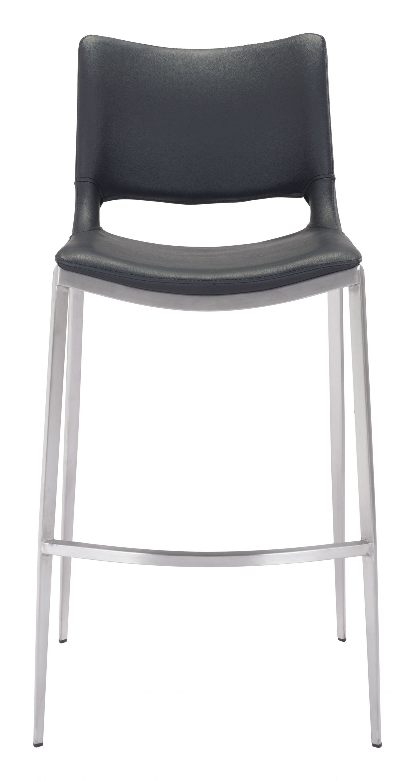 HomeRoots 29" Black And Silver Steel Low Back Bar Height Chairs in Set of Two