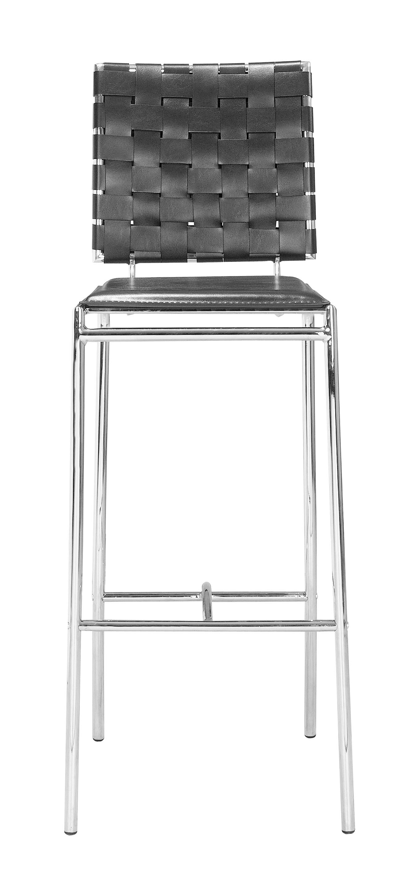 HomeRoots 29" Black And Silver Steel Low Back Bar Height Chairs in Set of Two
