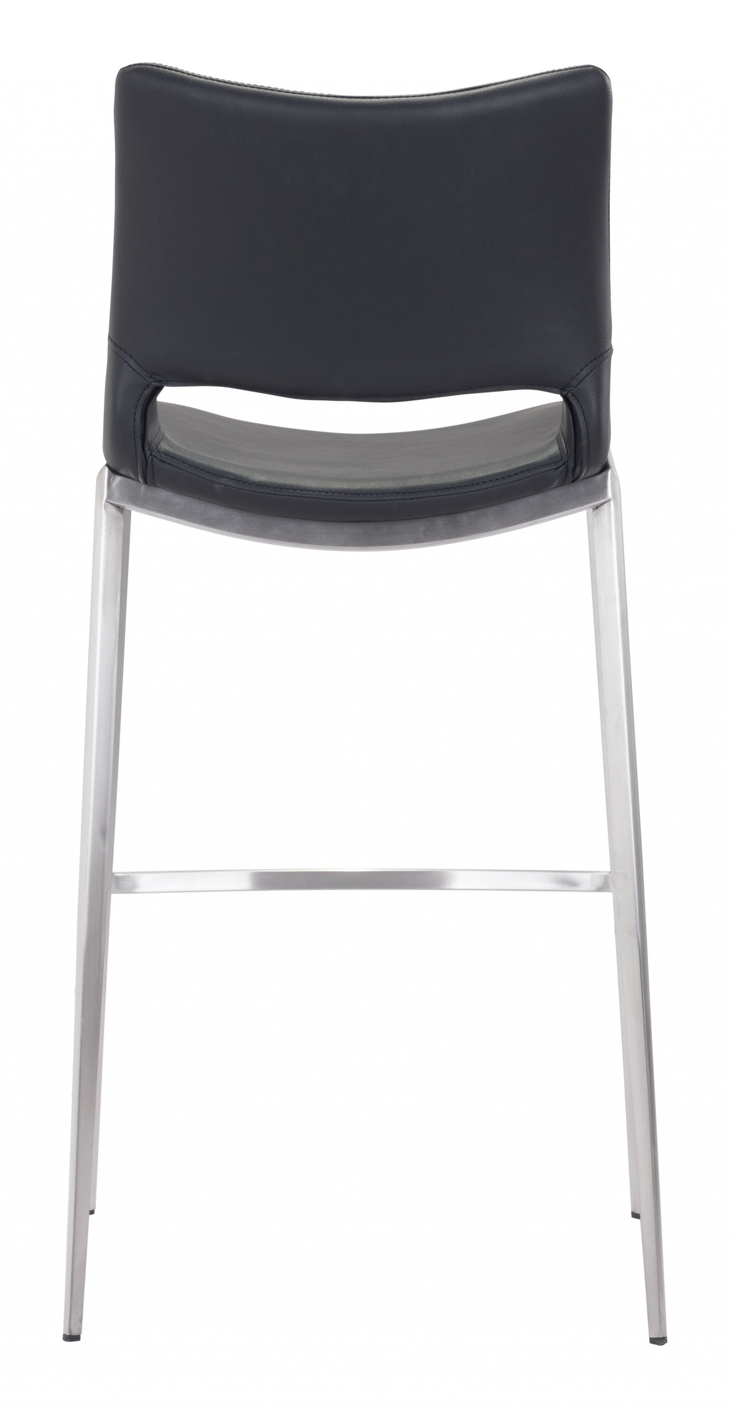 HomeRoots 29" Black And Silver Steel Low Back Bar Height Chairs in Set of Two