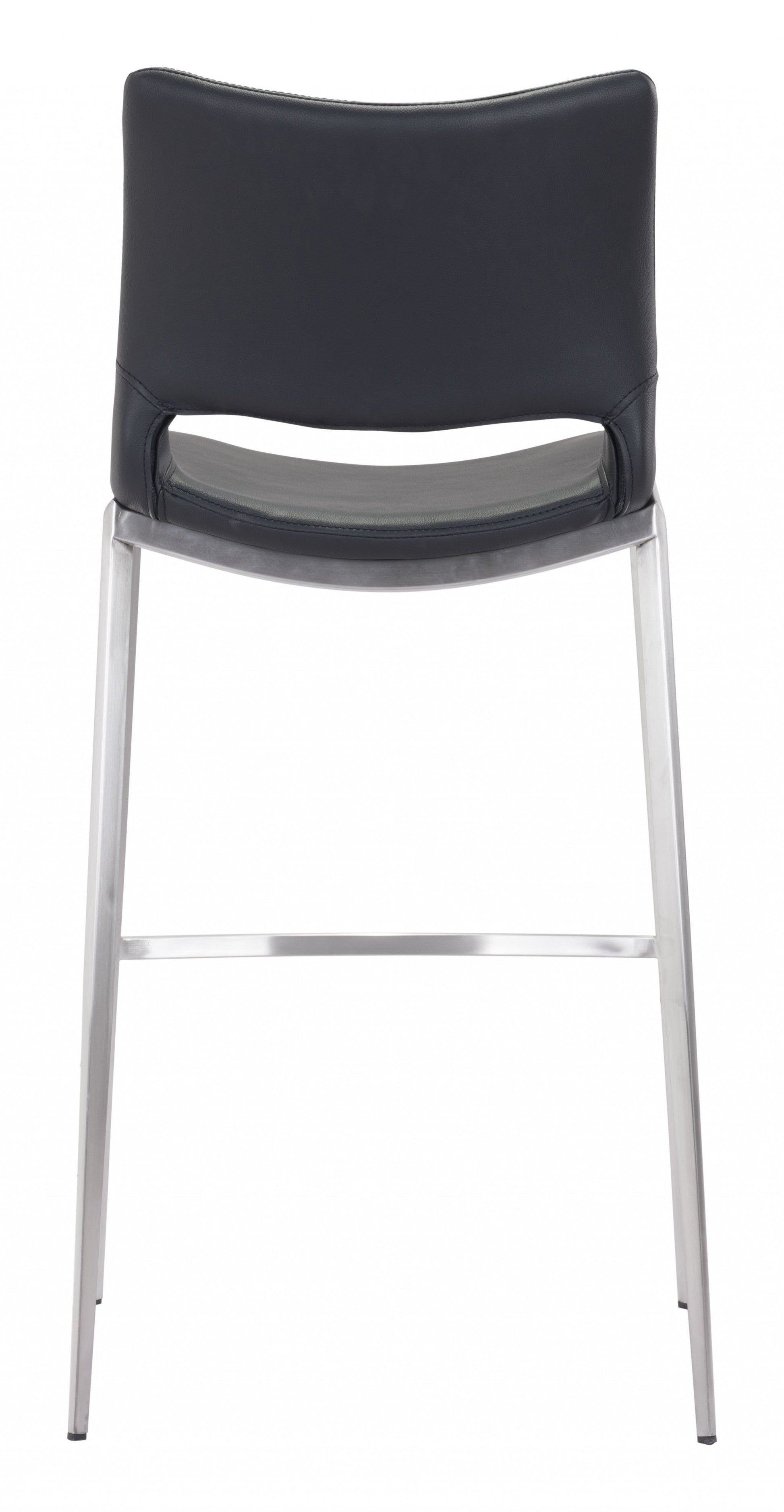HomeRoots 29" Black And Silver Steel Low Back Bar Height Chairs in Set of Two