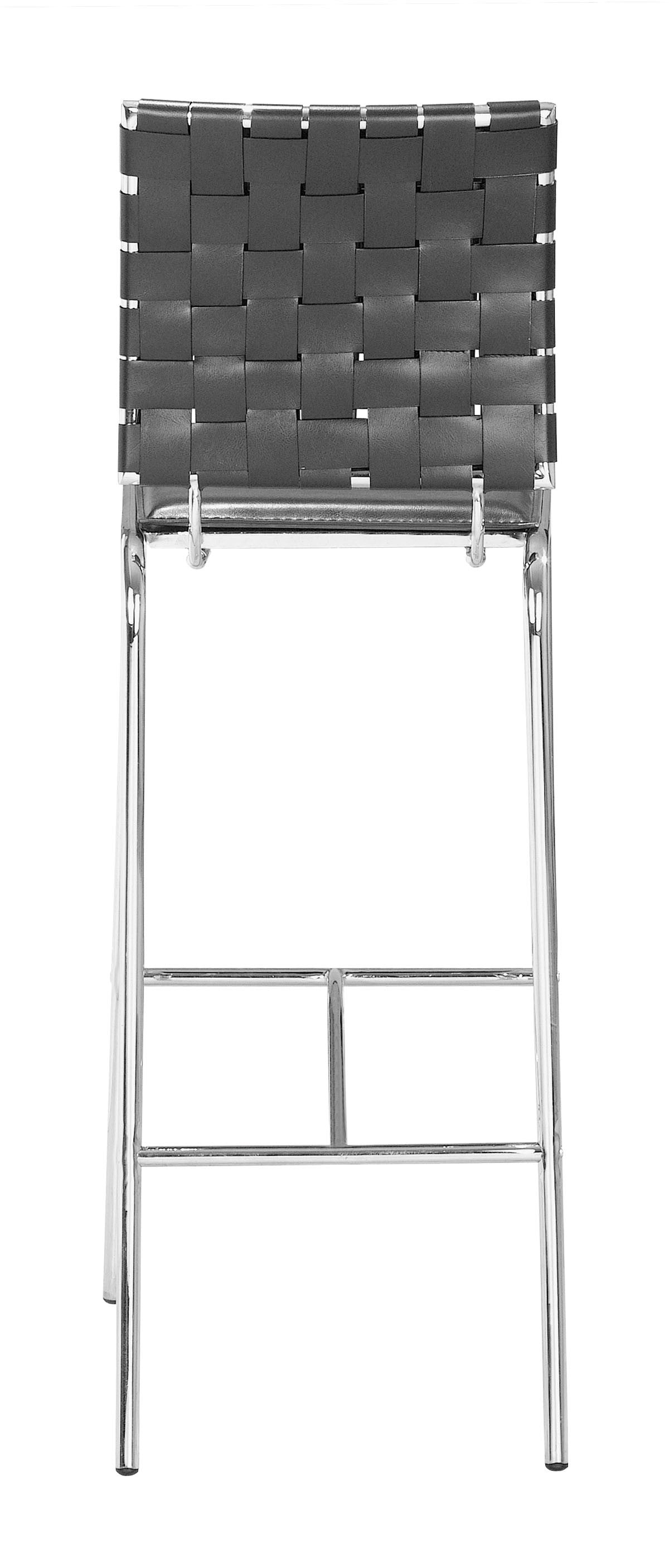HomeRoots 29" Black And Silver Steel Low Back Bar Height Chairs in Set of Two