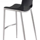 HomeRoots 29" Black And Silver Steel Low Back Bar Height Chairs in Set of Two