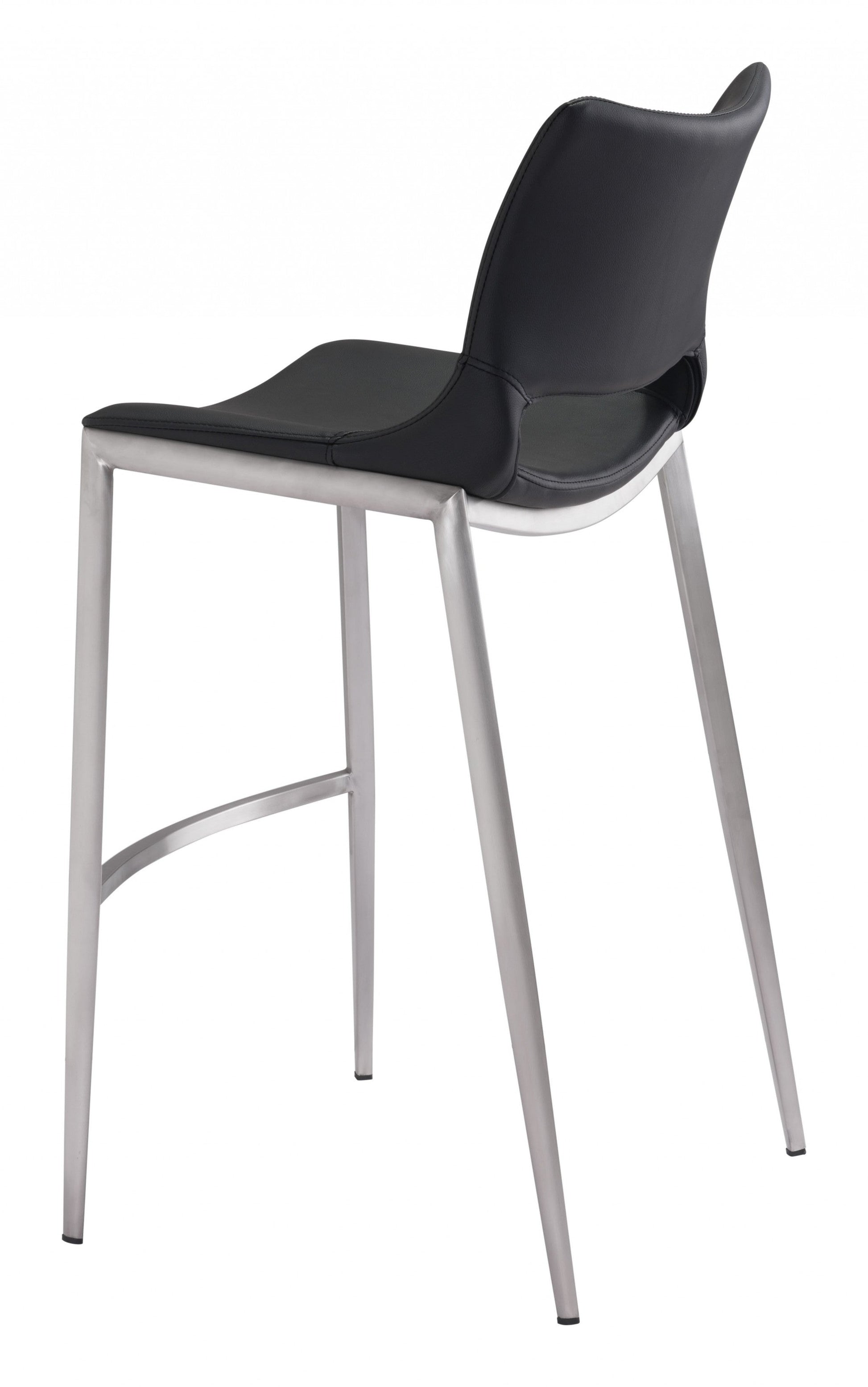 HomeRoots 29" Black And Silver Steel Low Back Bar Height Chairs in Set of Two