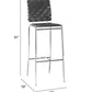 HomeRoots 29" Black And Silver Steel Low Back Bar Height Chairs in Set of Two