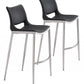 HomeRoots 29" Black And Silver Steel Low Back Bar Height Chairs in Set of Two