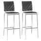 HomeRoots 29" Black And Silver Steel Low Back Bar Height Chairs in Set of Two
