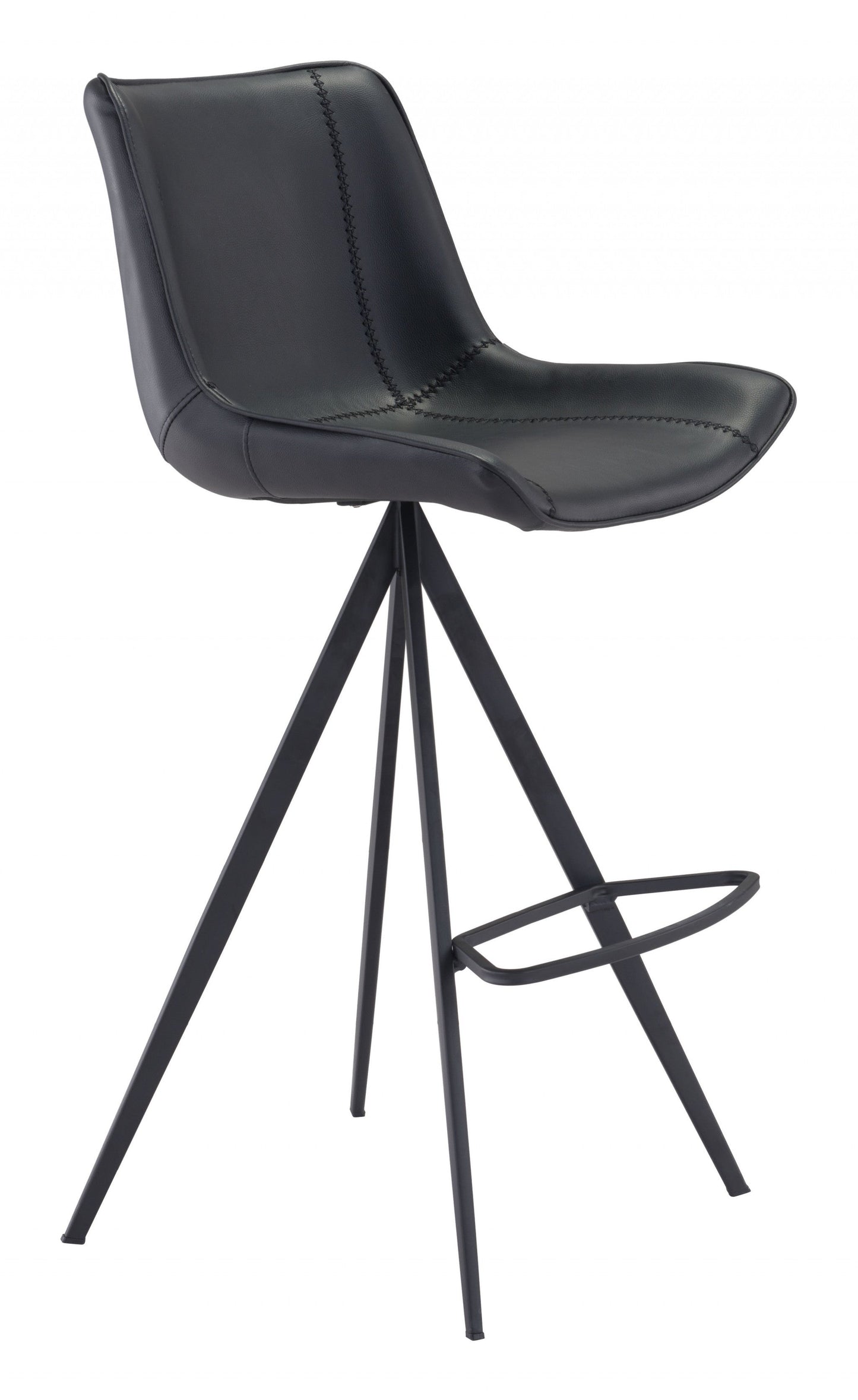 HomeRoots 29" Black Steel Low Back Bar Height Chairs in Set of Two