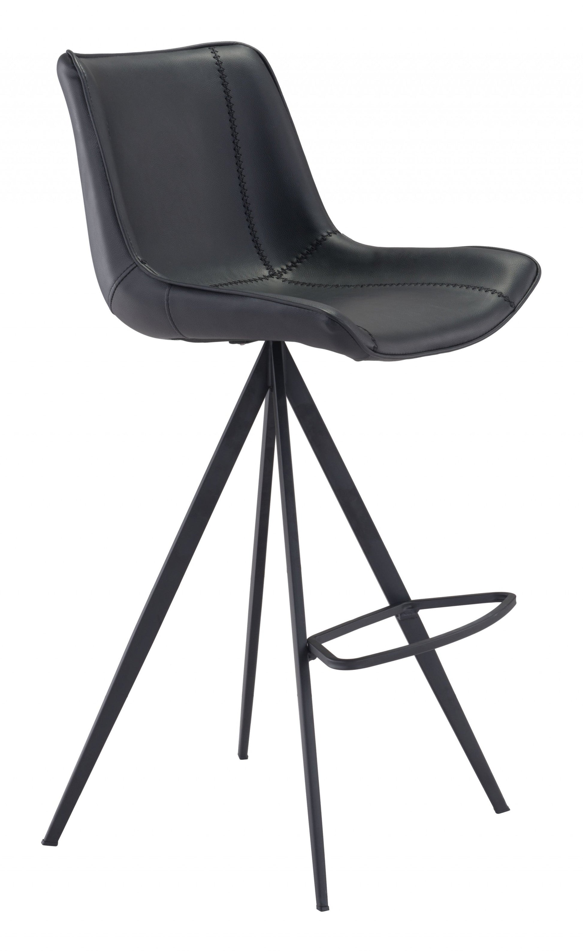 HomeRoots 29" Black Steel Low Back Bar Height Chairs in Set of Two