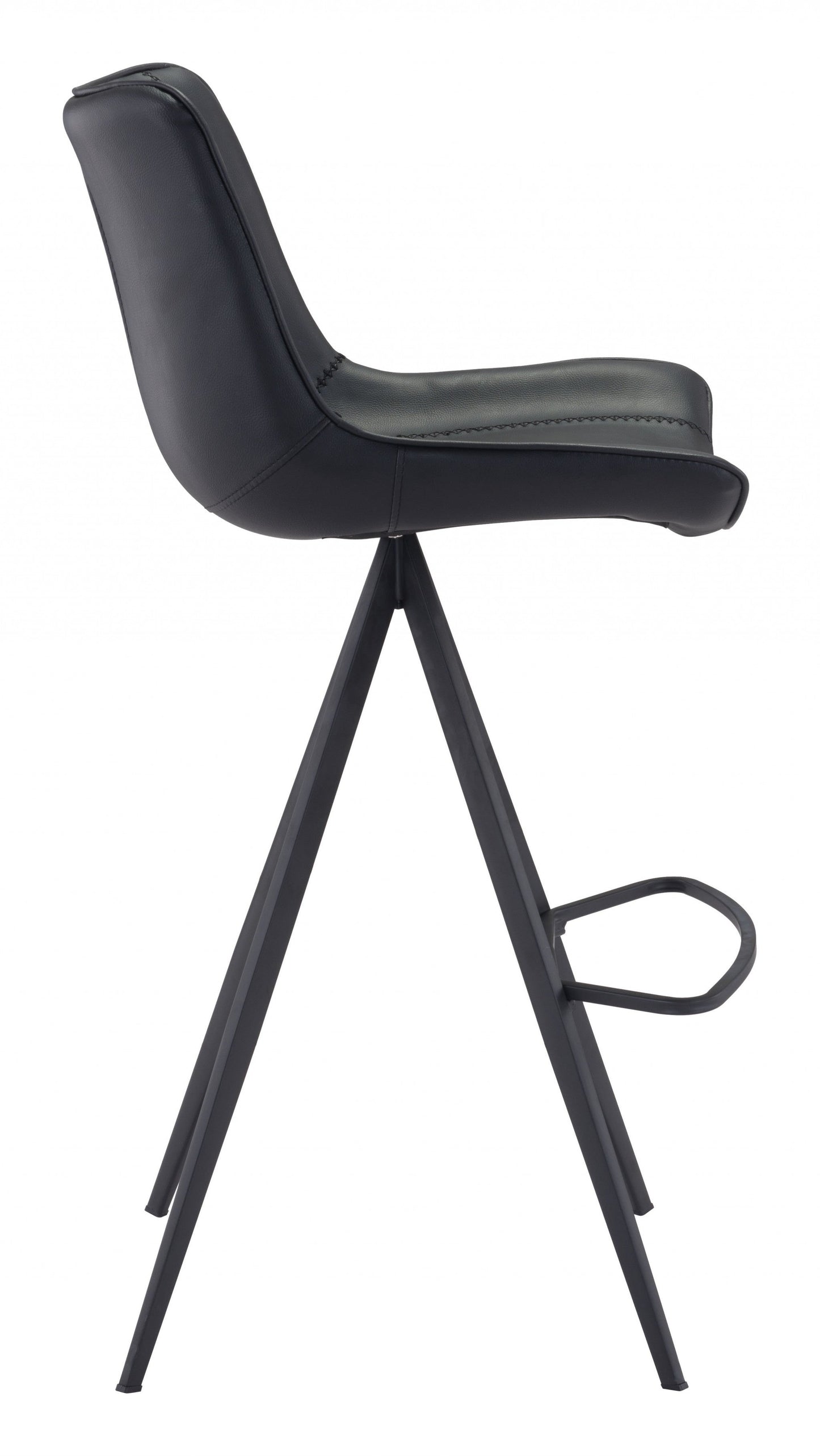 HomeRoots 29" Black Steel Low Back Bar Height Chairs in Set of Two