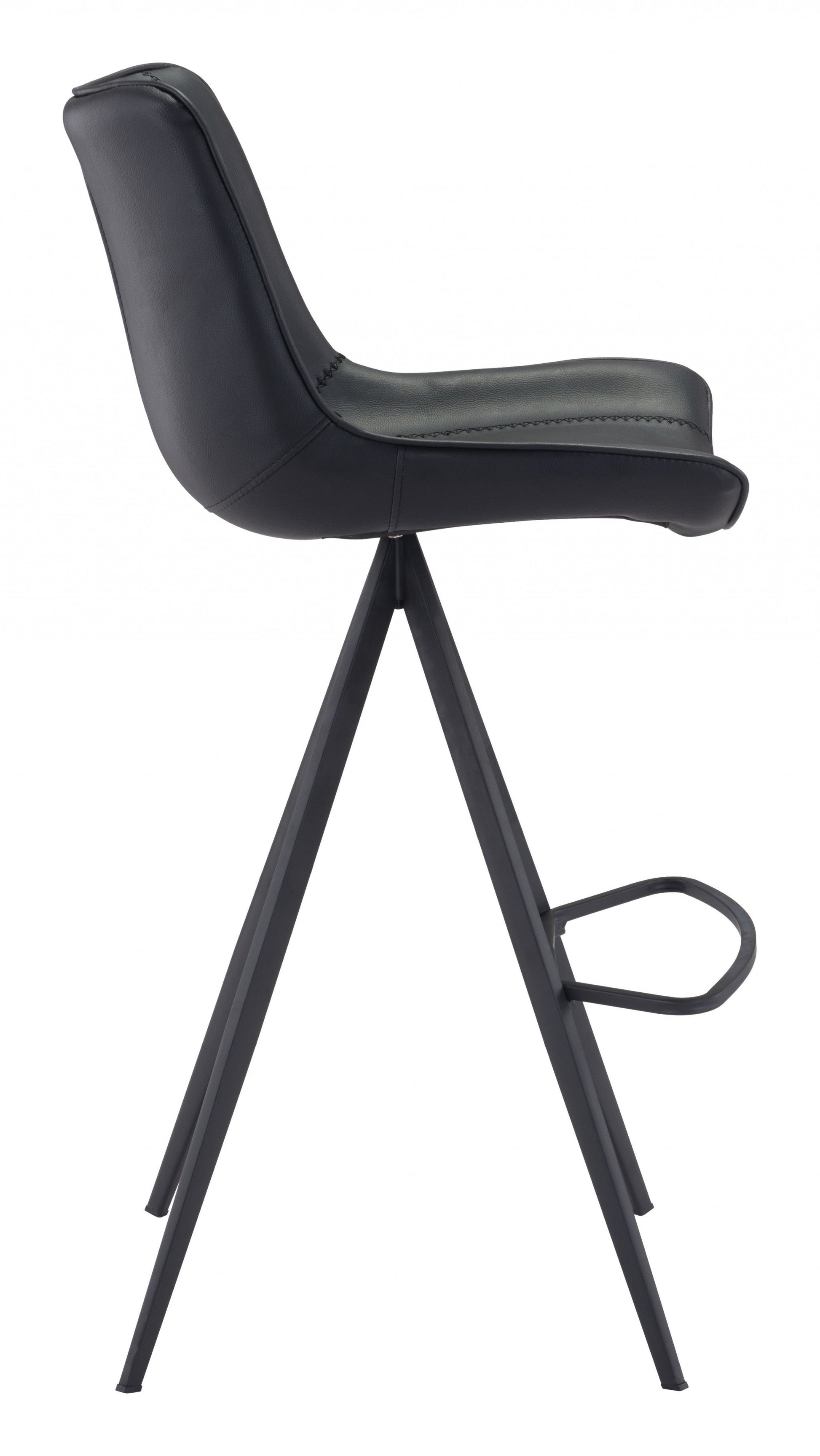 HomeRoots 29" Black Steel Low Back Bar Height Chairs in Set of Two
