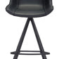 HomeRoots 29" Black Steel Low Back Bar Height Chairs in Set of Two