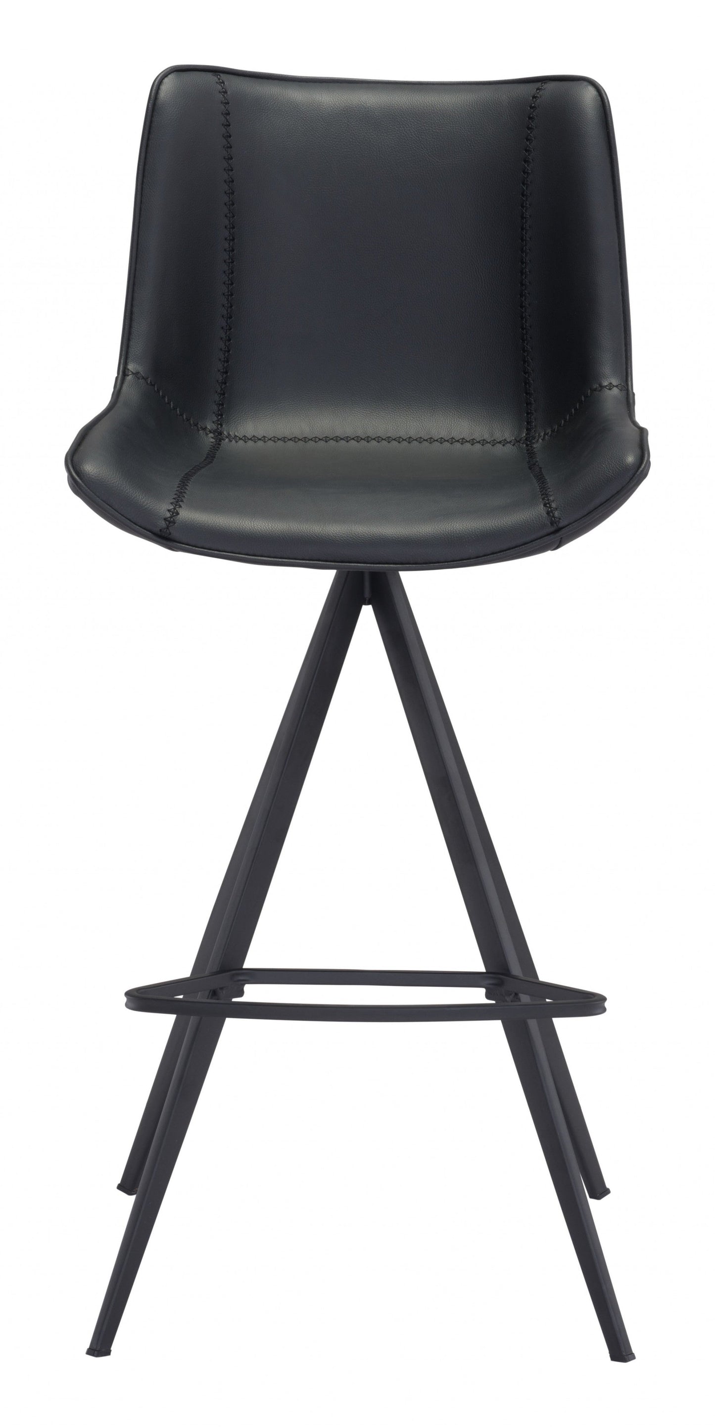 HomeRoots 29" Black Steel Low Back Bar Height Chairs in Set of Two