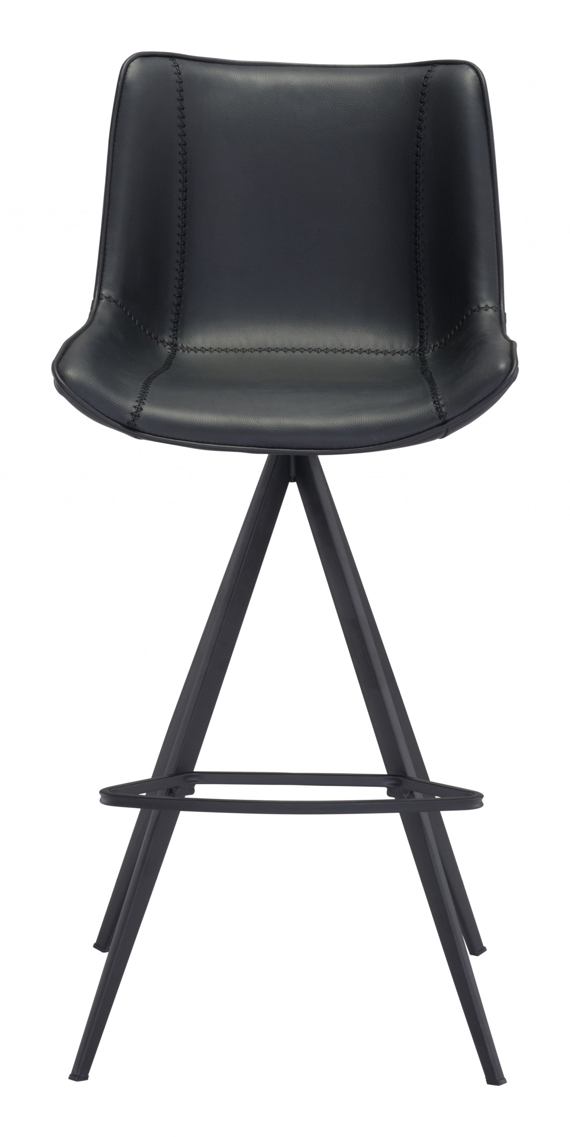 HomeRoots 29" Black Steel Low Back Bar Height Chairs in Set of Two