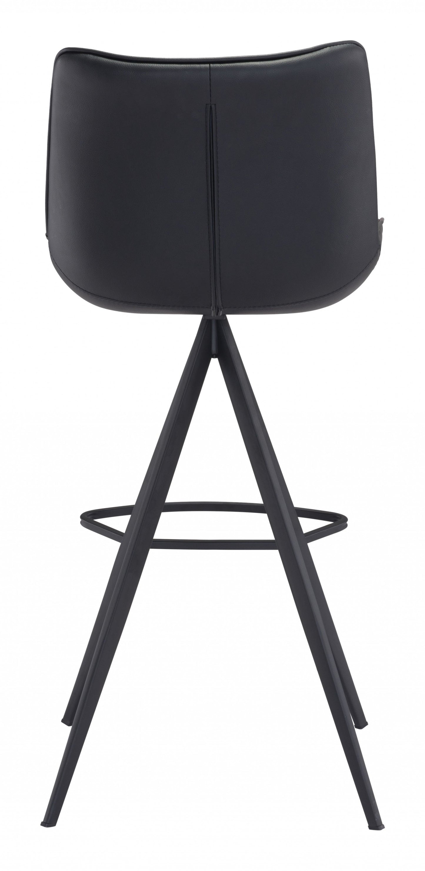 HomeRoots 29" Black Steel Low Back Bar Height Chairs in Set of Two