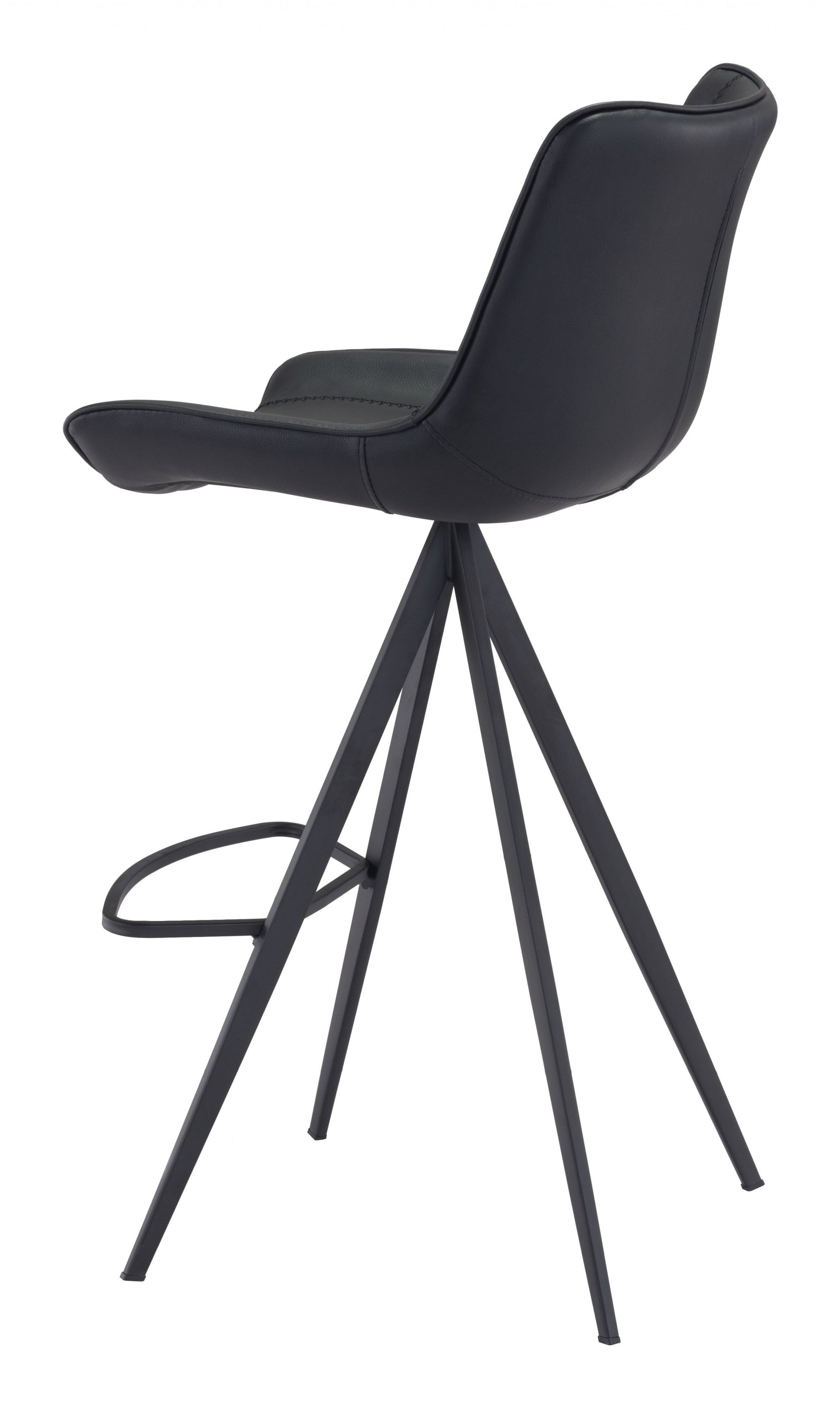 HomeRoots 29" Black Steel Low Back Bar Height Chairs in Set of Two