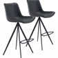 HomeRoots 29" Black Steel Low Back Bar Height Chairs in Set of Two