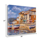HomeRoots 29" Boats Docked Near Cafes Bright Sunny Day Giclee Wrap Canvas Wall Art