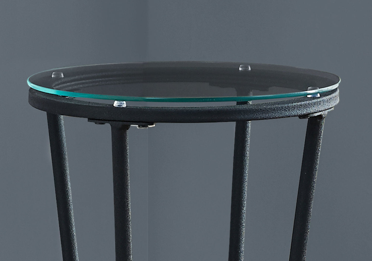 HomeRoots 29" Clear Glass Round End Table With Black Base Finish
