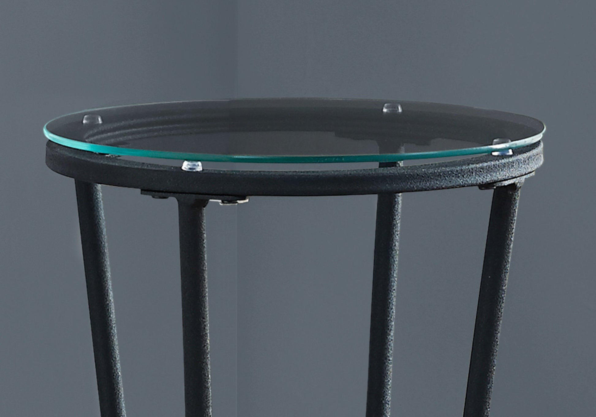 HomeRoots 29" Clear Glass Round End Table With Black Base Finish