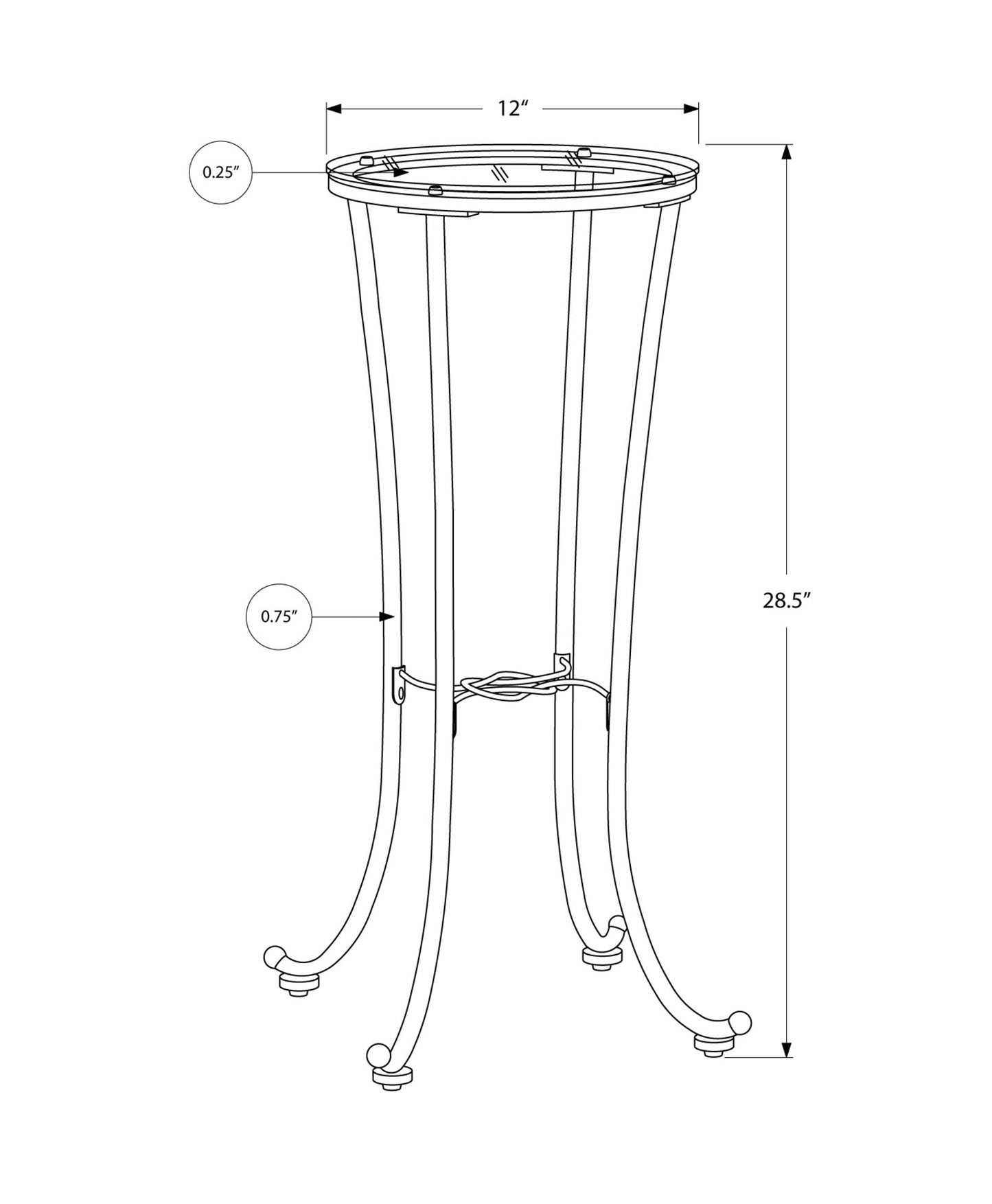 HomeRoots 29" Clear Glass Round End Table With Black Base Finish