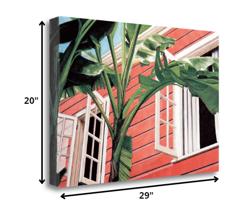 HomeRoots 29" Coastal Green Tropical Leaves Giclee Wrap Canvas Wall Art