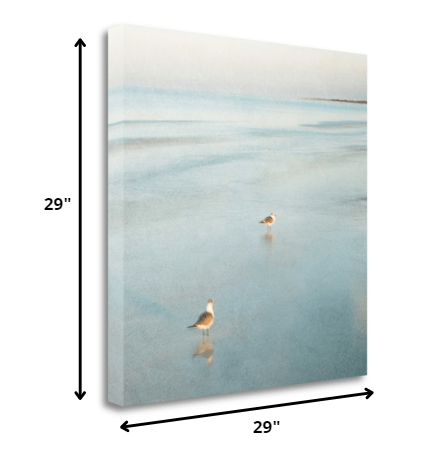HomeRoots 29" Coastal Two Seagulls on the Beach Giclee Wrap Canvas Wall Art