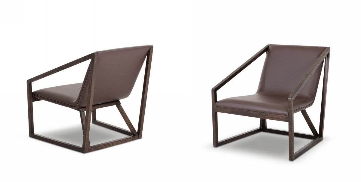 HomeRoots 29" Eco Leather Lounge Chair in Brown Finish
