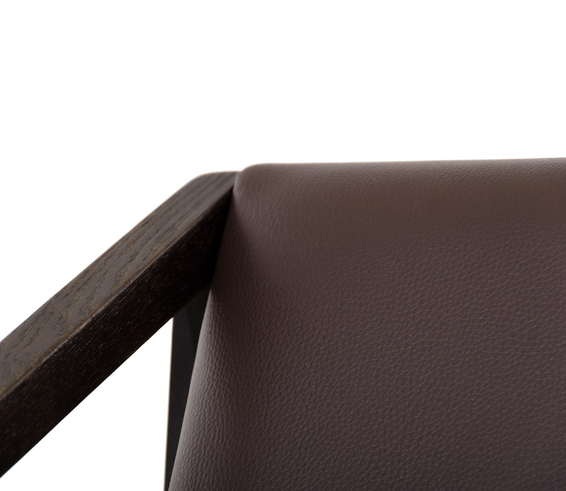 HomeRoots 29" Eco Leather Lounge Chair in Brown Finish