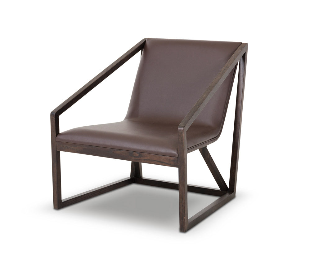 HomeRoots 29" Eco Leather Lounge Chair in Brown Finish