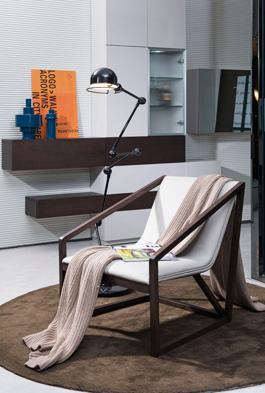 HomeRoots 29" Eco Leather Lounge Chair in Grey Finish