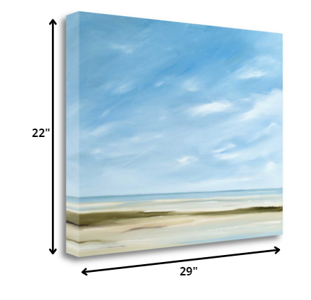 HomeRoots 29" Empty Beach on a Bright Sunny Day Giclee Wrap Canvas Wall Art