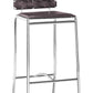 HomeRoots 29" Espresso And Silver Steel Low Back Bar Height Chairs in Set of Two