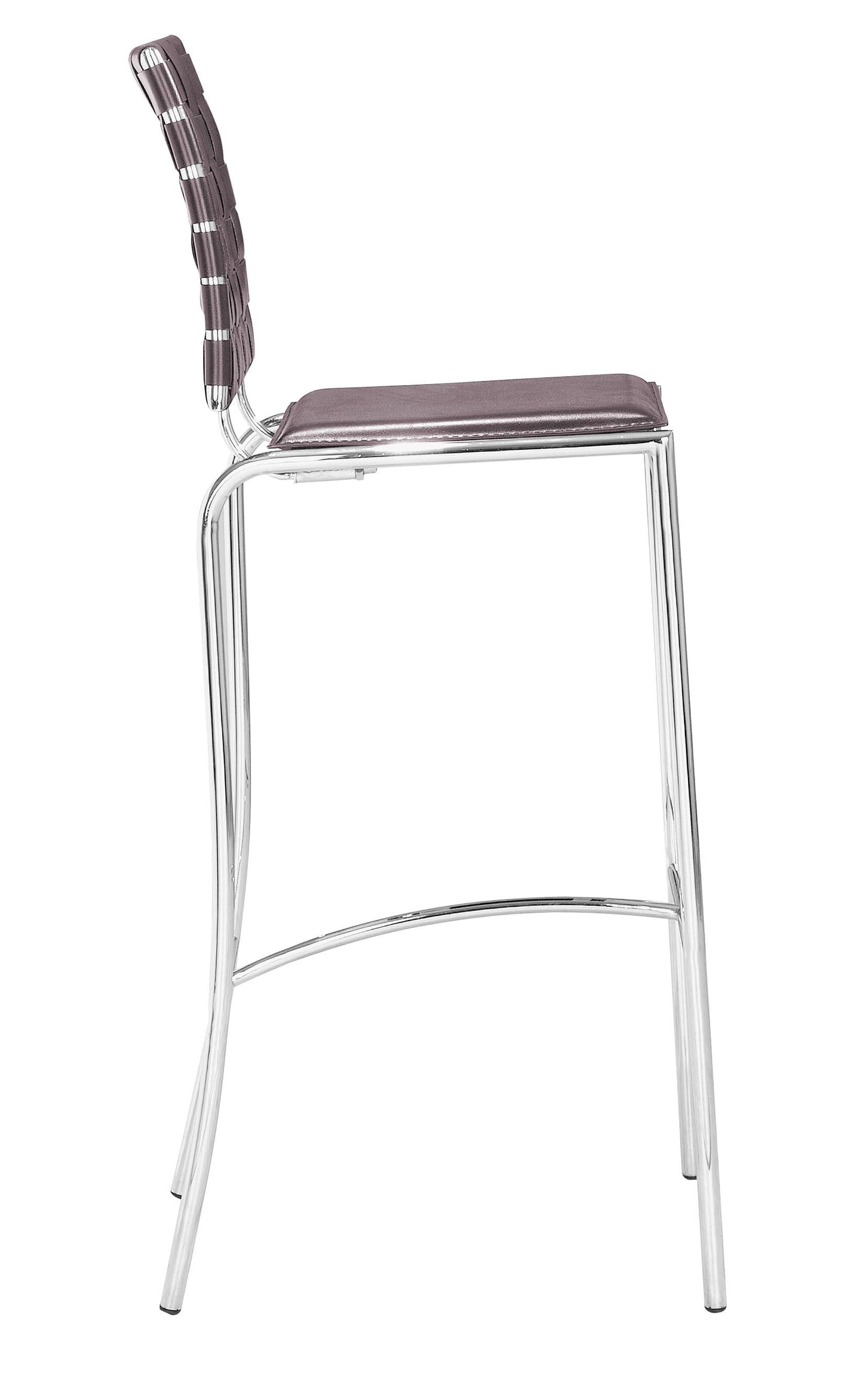 HomeRoots 29" Espresso And Silver Steel Low Back Bar Height Chairs in Set of Two