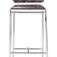 HomeRoots 29" Espresso And Silver Steel Low Back Bar Height Chairs in Set of Two