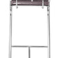 HomeRoots 29" Espresso And Silver Steel Low Back Bar Height Chairs in Set of Two
