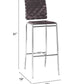 HomeRoots 29" Espresso And Silver Steel Low Back Bar Height Chairs in Set of Two